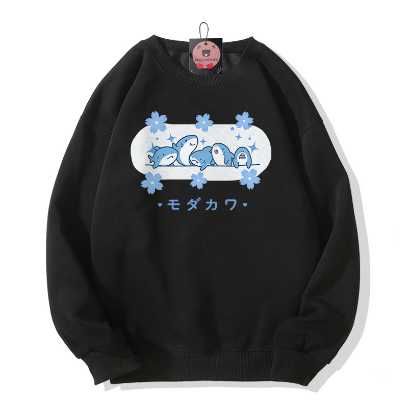 シャークプリント MODAKAWA ラウンドカラー スウェットシャツ - Black - 5XL - image 5
