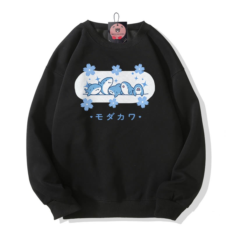 シャークプリント MODAKAWA ラウンドカラー スウェットシャツ - Black - 5XL - image 5