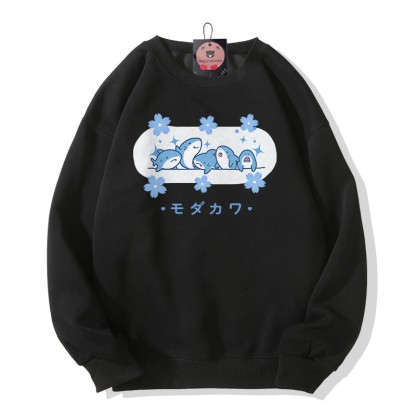 シャークプリント MODAKAWA ラウンドカラー スウェットシャツ - Black - 5XL - image 5