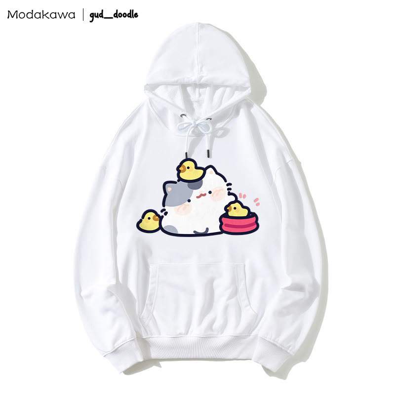 MODAKAWA X gud_doodleキティひよこプリント ルーズパーカー - White - 5XL - image 4