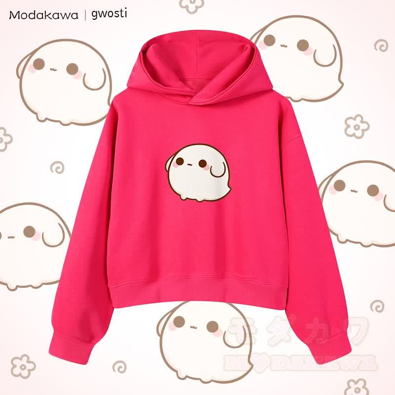 MODAKAWA X gwosti Gwosti グラフィック クロップド綿パーカー - ローズレッド - 3XL - image 5