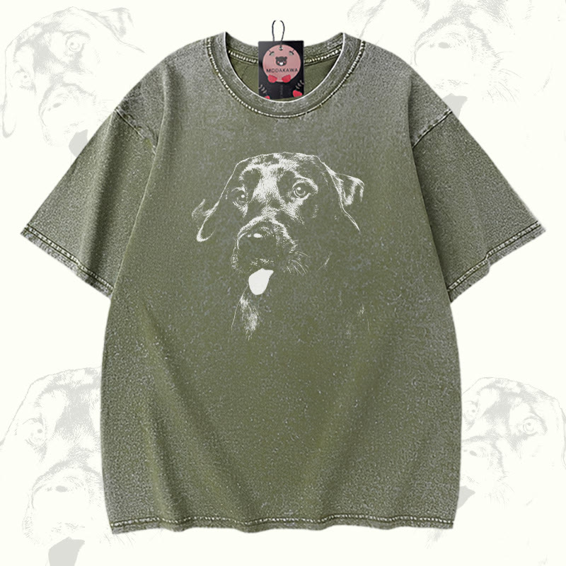 パピータングラフィックModakawaヴィンテージウォッシュ加工 綿100% T綿 - Green - 5XL - image 4