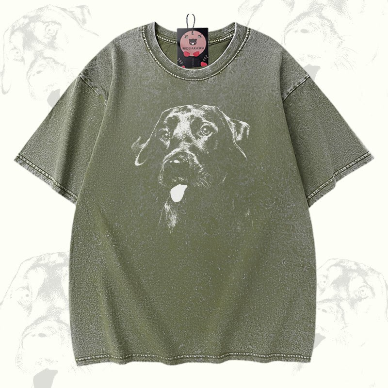 パピータングラフィックModakawaヴィンテージウォッシュ加工 綿100% T綿 - Green - 5XL - image 4