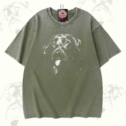 パピータングラフィックModakawaヴィンテージウォッシュ加工 綿100% T綿 - Green - 5XL - image 4