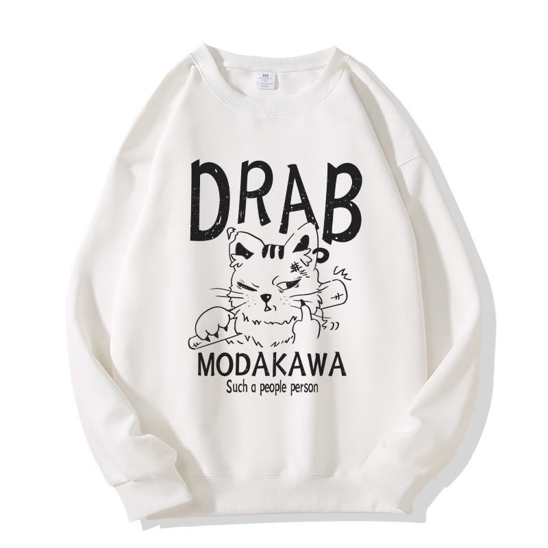 MODAKAWA DRAB グランピーキャット グラフィック ユニセックス スウェットシャツ - White - 5XL - image 3