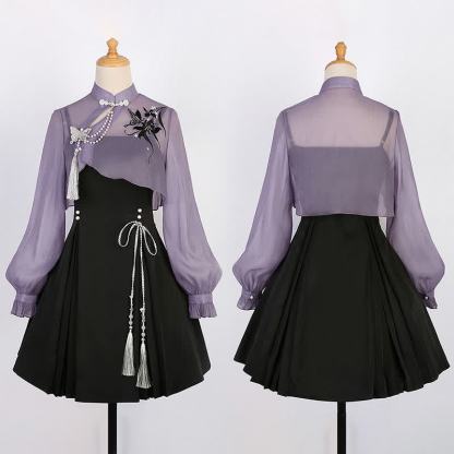 3Dバタフライパール装飾トップレースアップスリップドレス - Set - 4XL - image 11