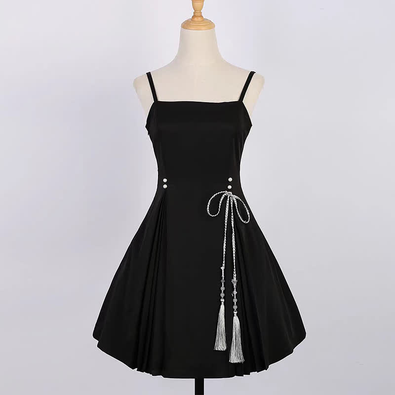 3Dバタフライパール装飾トップレースアップスリップドレス - image 7