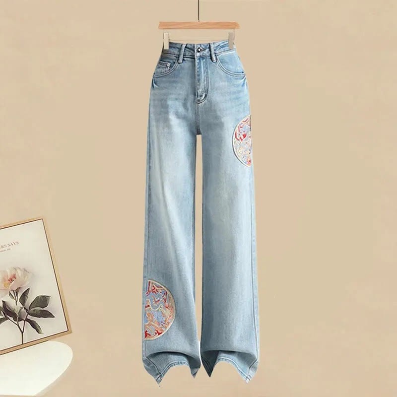 ストライプカラーブロックレースアップトップスとヴィンテージデニムパンツのマッチングアウトフィット - Pants - 3XL - image 3