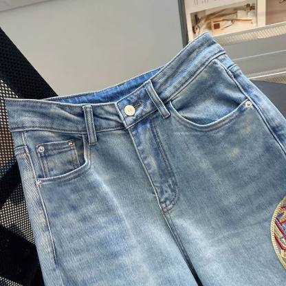 ストライプカラーブロックレースアップトップスとヴィンテージデニムパンツのマッチングアウトフィット - image 4