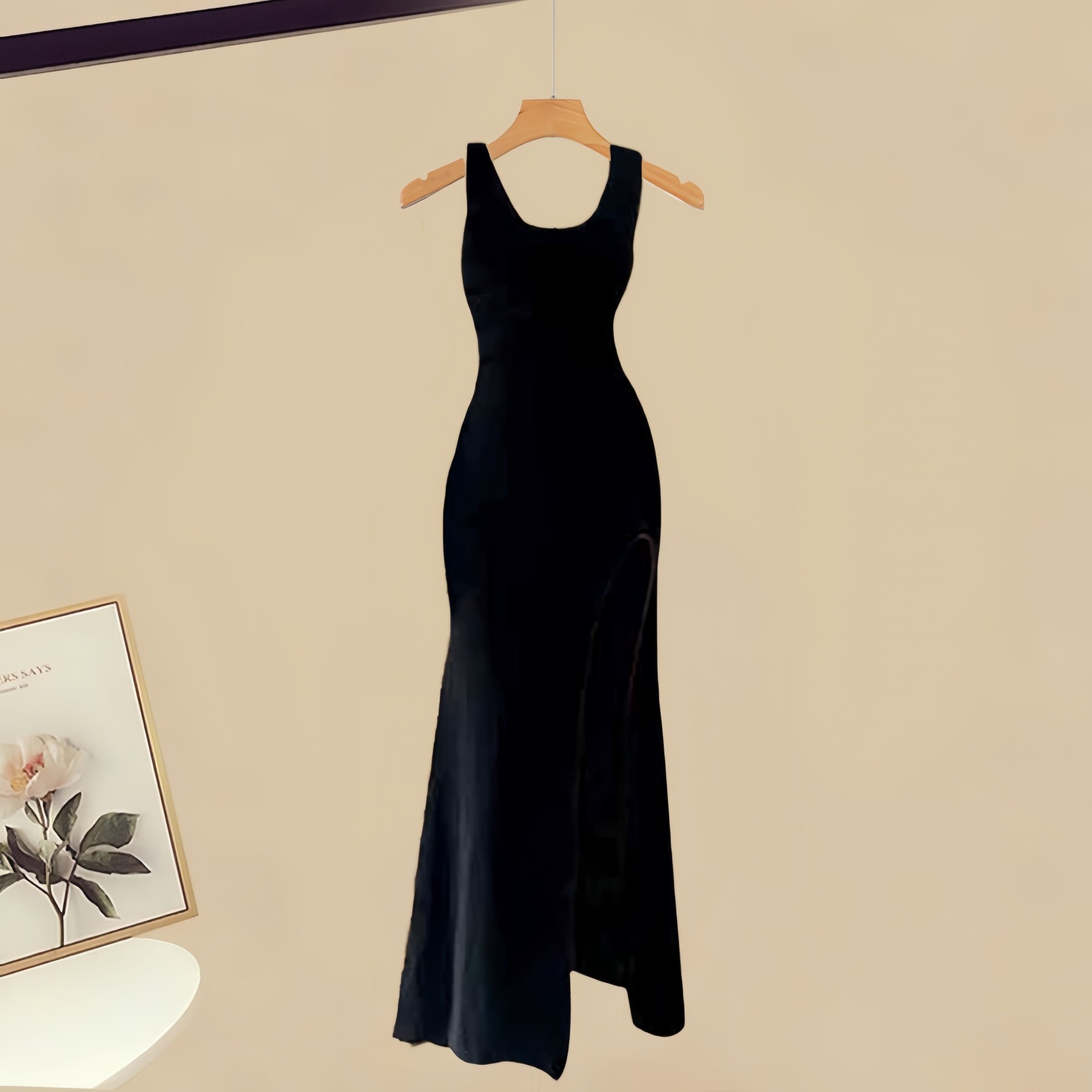 イレギュラークロスセータースリットスリップドレスマッチングアウトフィット - Slip Dress - XL - image 5