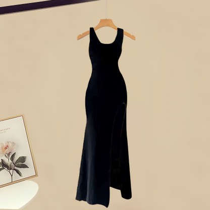 イレギュラークロスセータースリットスリップドレスマッチングアウトフィット - Slip Dress - XL - image 5