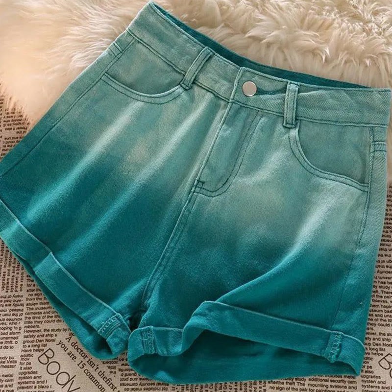 グラデーションポケットデニムカジュアルショーツ - Green - 5XL - image 2