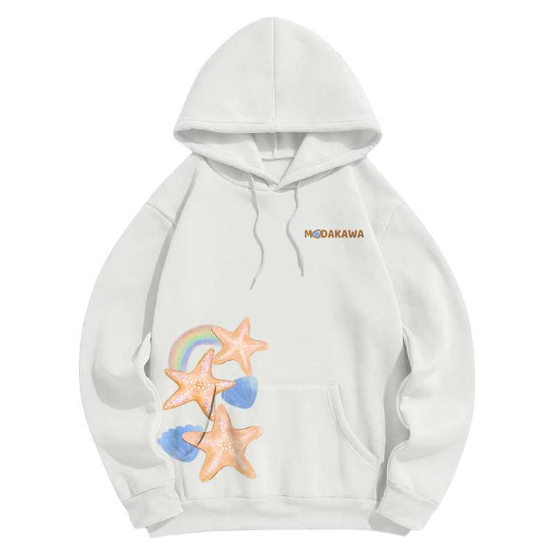 Modakawaグラデーション ヒトデ レタープリント ルーズ パーカー - White - 5XL - image 4