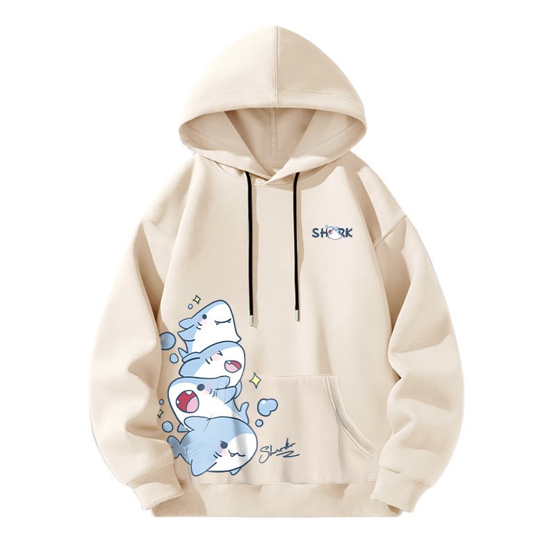 Modakawaシャークレタープリント ルーズパーカー - Apricot - 5XL - image 4