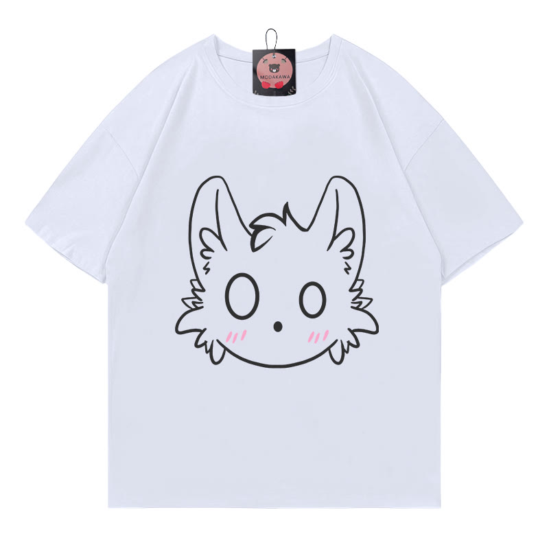 リトルモンスタープリント100%綿ModakawaTシャツ - White - 5XL - image 3