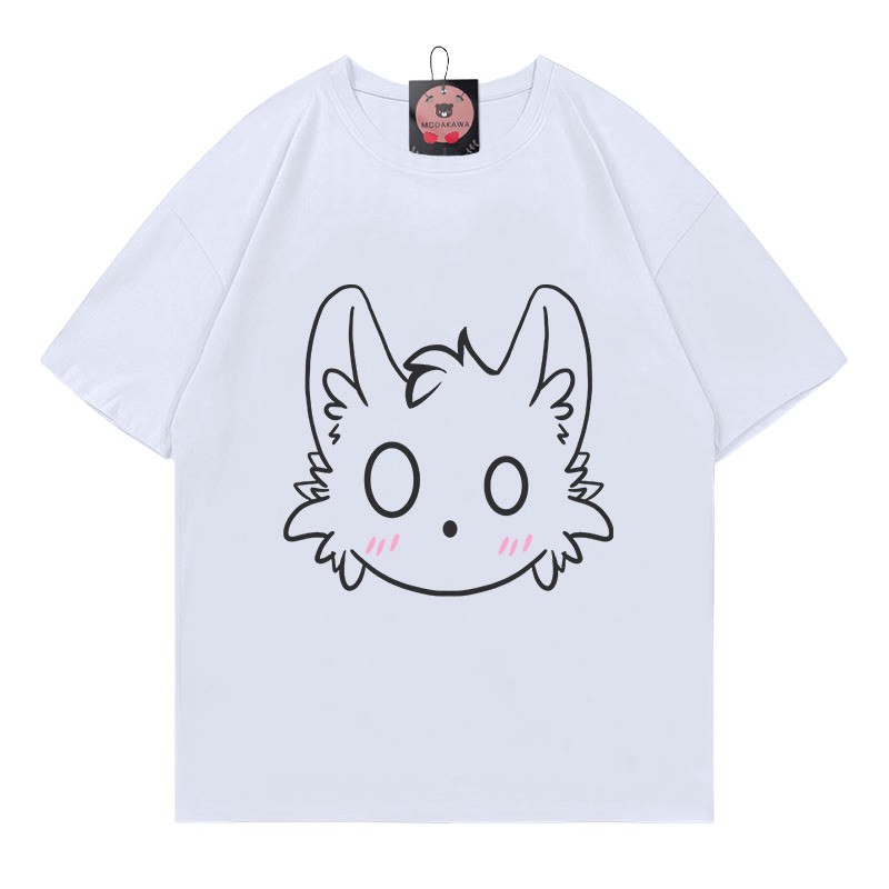 リトルモンスタープリント100%綿ModakawaTシャツ - White - 5XL - image 3