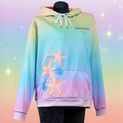 Modakawaグラデーション ヒトデ レタープリント ルーズ パーカー - Rainbow - 5XL - image 1