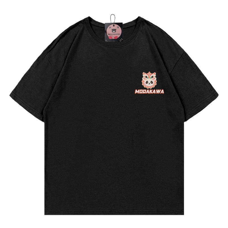 LION DANCEパンダプリント100%綿ModakawaTシャツ - image 1