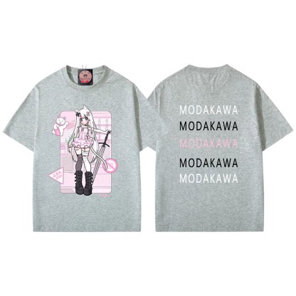 MODAKAWA X airii.exeキティガールレタープリント100%綿Tシャツ - Grey - 5XL - image 4