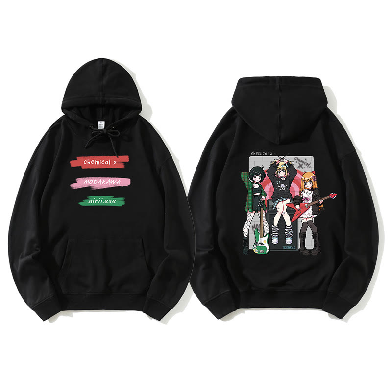 MODAKAWA X airii.exeギターガール レタープリント ルーズパーカー - Black - 5XL - image 1