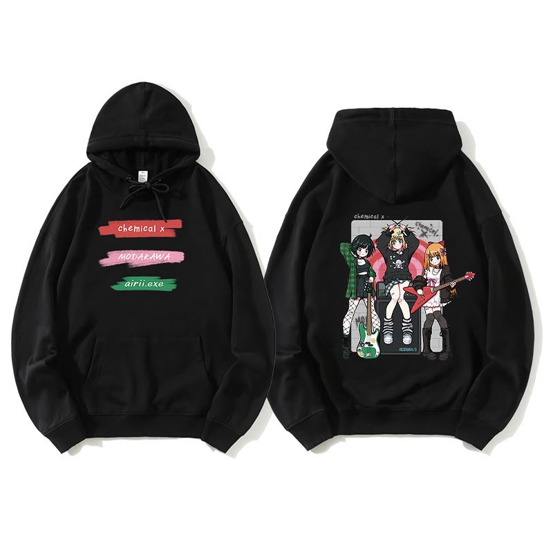 MODAKAWA X airii.exeギターガール レタープリント ルーズパーカー - Black - 5XL - image 1