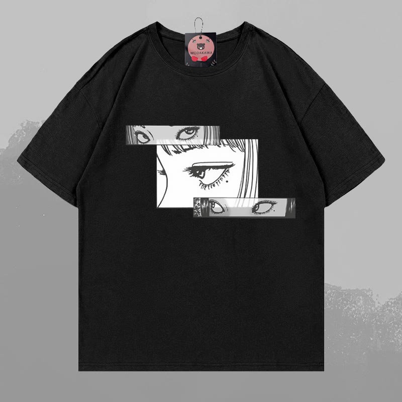 キャラクタープリント100%綿ModakawaTシャツ - Black - 5XL - image 1