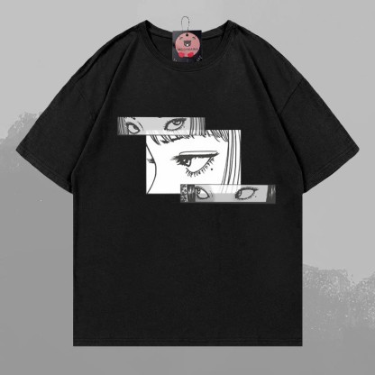 キャラクタープリント100%綿ModakawaTシャツ - Black - 5XL - image 1