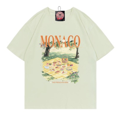 MONACO ピクニックプリント100%綿ModakawaTシャツ - Green - 5XL - image 4
