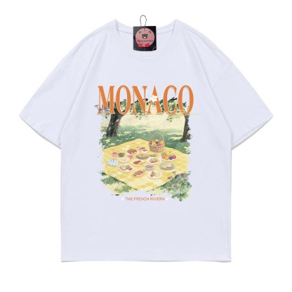 MONACO ピクニックプリント100%綿ModakawaTシャツ - White - 5XL - image 3