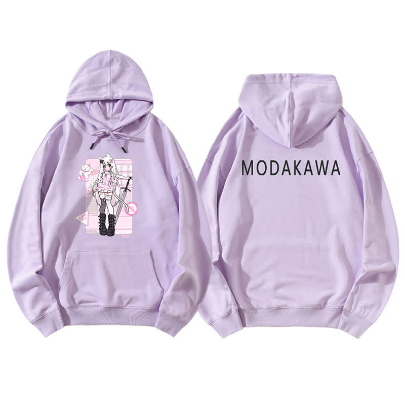MODAKAWA X airii.exeキティガールレタープリント ルーズパーカー - Light Purple A - 5XL - image 2