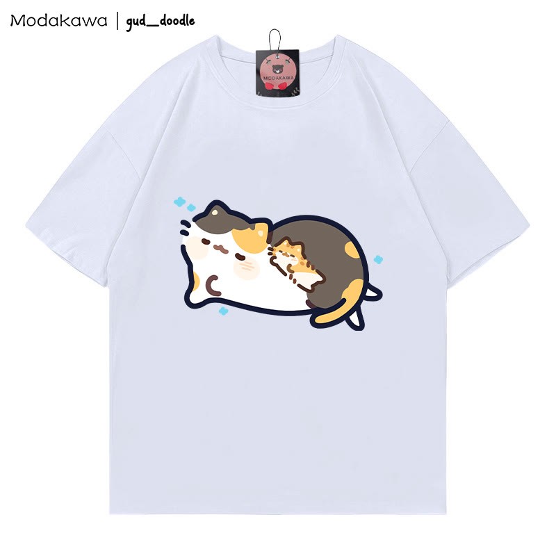 MODAKAWA X gud_doodle眠り猫プリントTシャツ - White - 5XL - image 4