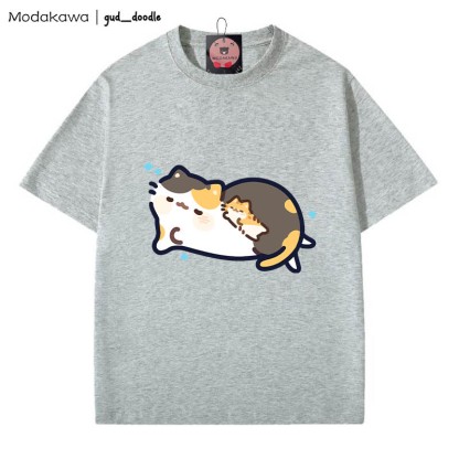MODAKAWA X gud_doodle眠り猫プリントTシャツ - Grey - 5XL - image 1