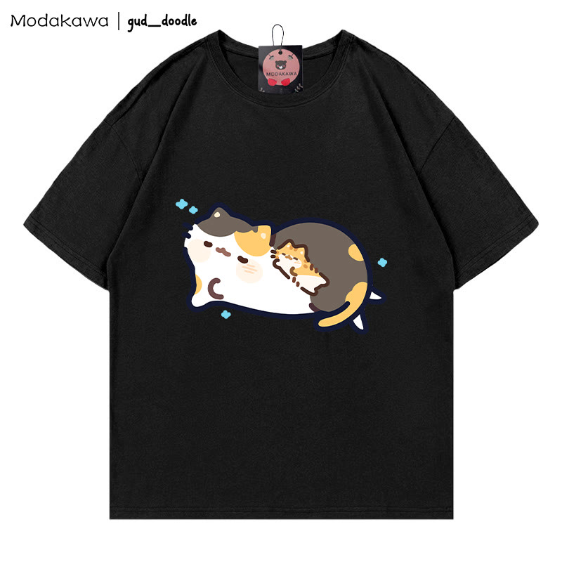 MODAKAWA X gud_doodle眠り猫プリントTシャツ - Black - 5XL - image 3