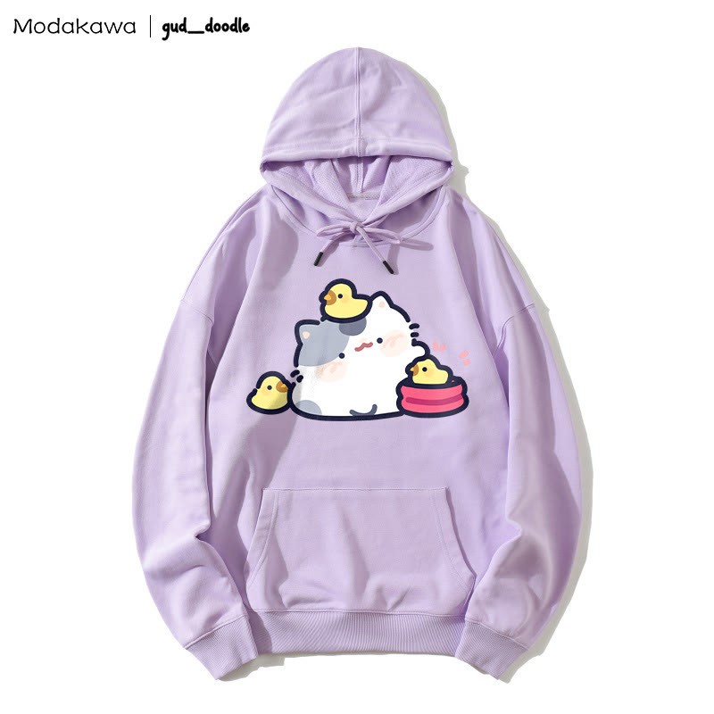 MODAKAWA X gud_doodleキティひよこプリント ルーズパーカー - Purple - 5XL - image 2