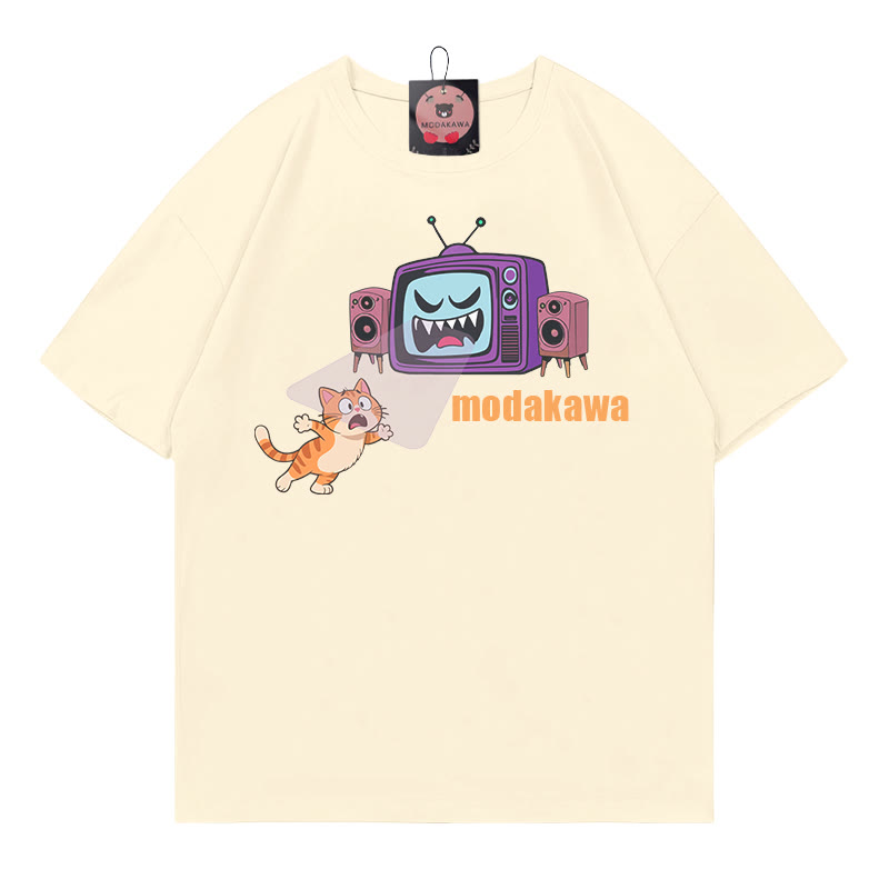 キティバトルイービル家具プリントModakawaTシャツ - Apricot - 5XL - image 1