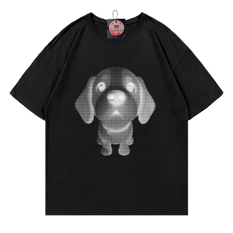 子犬プリントModakawaTシャツ - Black - 5XL - image 3