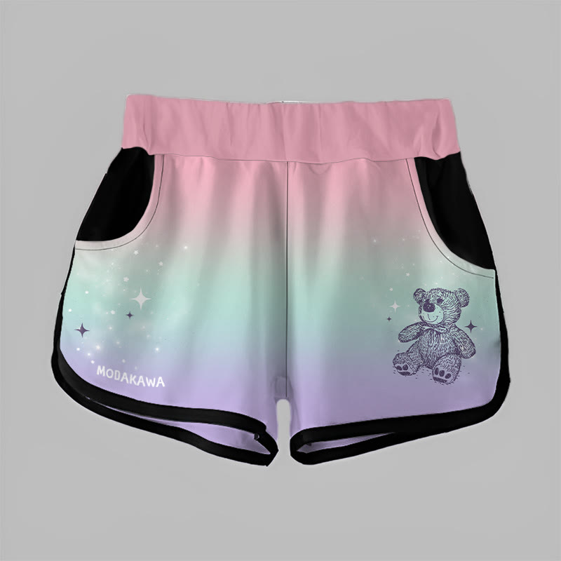  グラデーションベアプリントModakawaショーツ - Pink&Green&Purple - 5XL - image 2