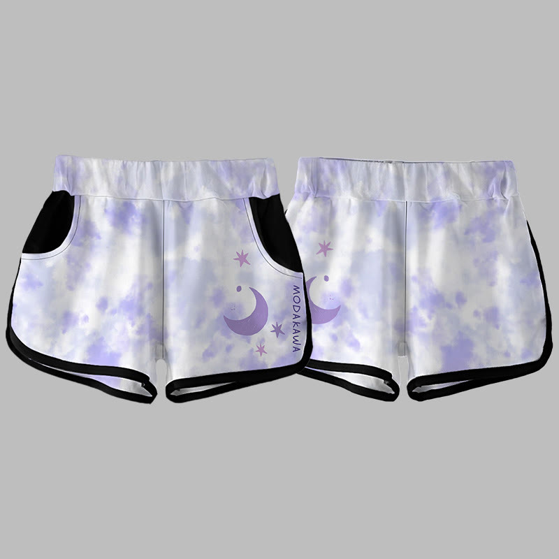  グラデーションムーンレタープリントModakawaショートパンツ - image 1