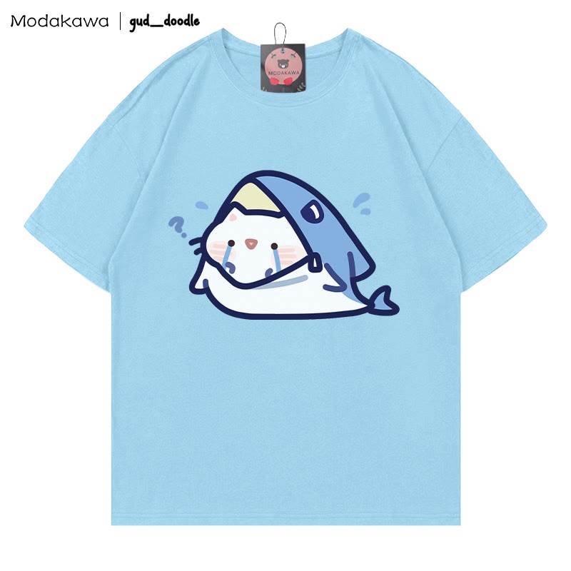 MODAKAWA X gud_doodleキティシャークプリントTシャツ - Blue - 5XL - image 5
