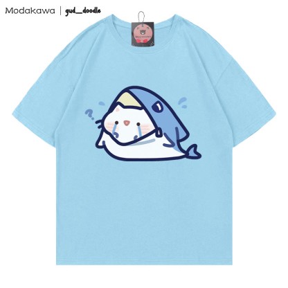 MODAKAWA X gud_doodleキティシャークプリントTシャツ - Blue - 5XL - image 5