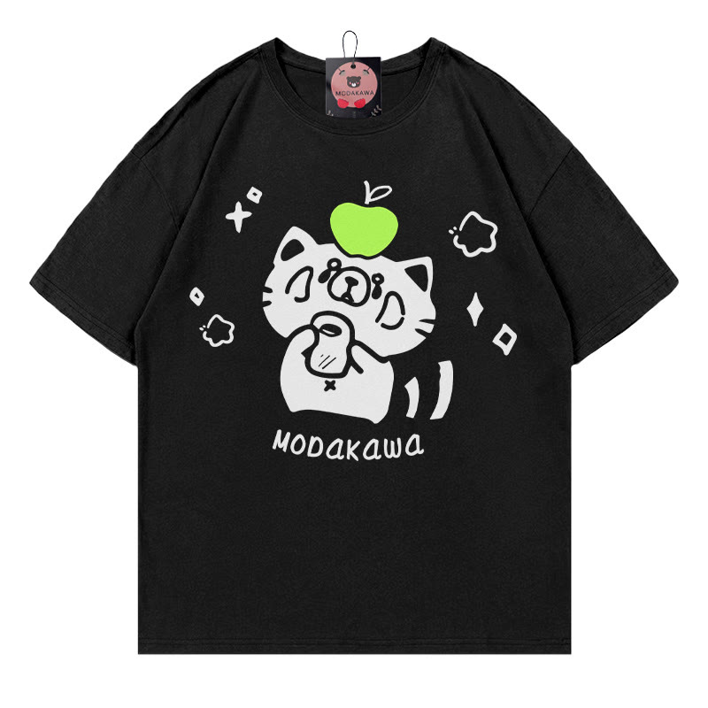 レッサーパンダ文字プリント MODAKAWA Tシャツ - Black - 5XL - image 1