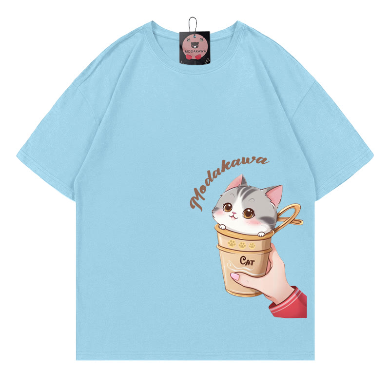 カップキティレタープリント MODAKAWA Tシャツ - Blue - 5XL - image 2