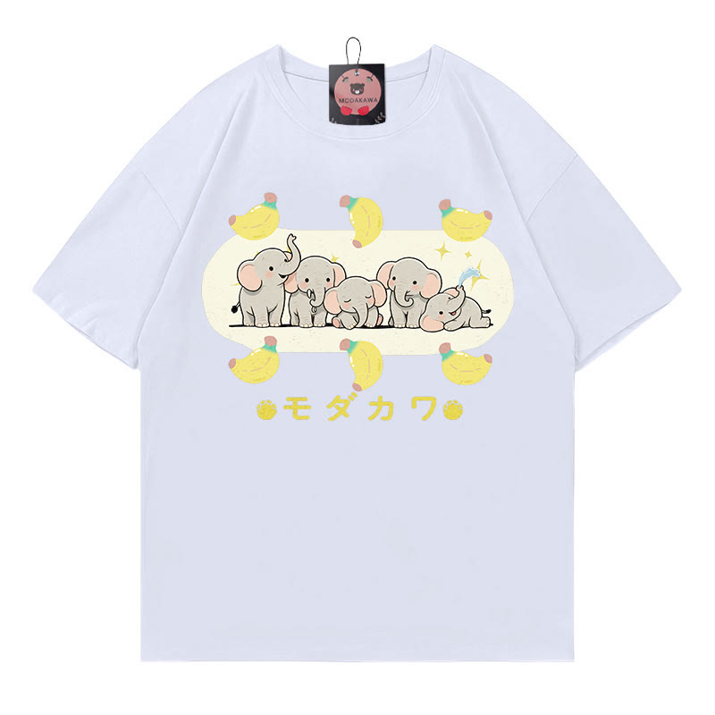 エレファントバナナレタープリント MODAKAWA Tシャツ - White - 5XL - image 2
