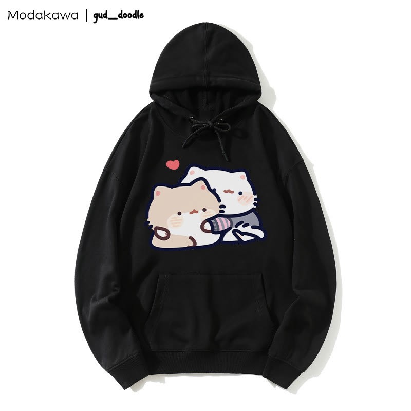 MODAKAWA X gud_doodleキティプリント ルーズパーカー - Black - 5XL - image 6
