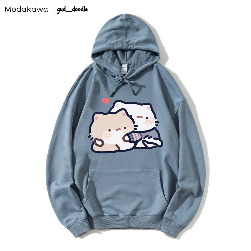 MODAKAWA X gud_doodleキティプリント ルーズパーカー - Slate Blue - 5XL - image 1