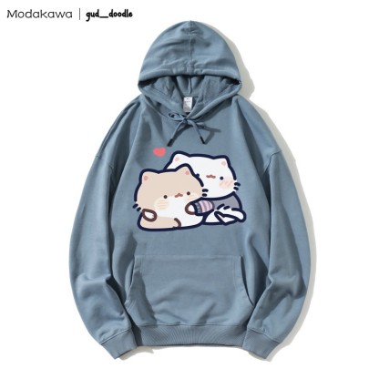 MODAKAWA X gud_doodleキティプリント ルーズパーカー - Slate Blue - 5XL - image 1