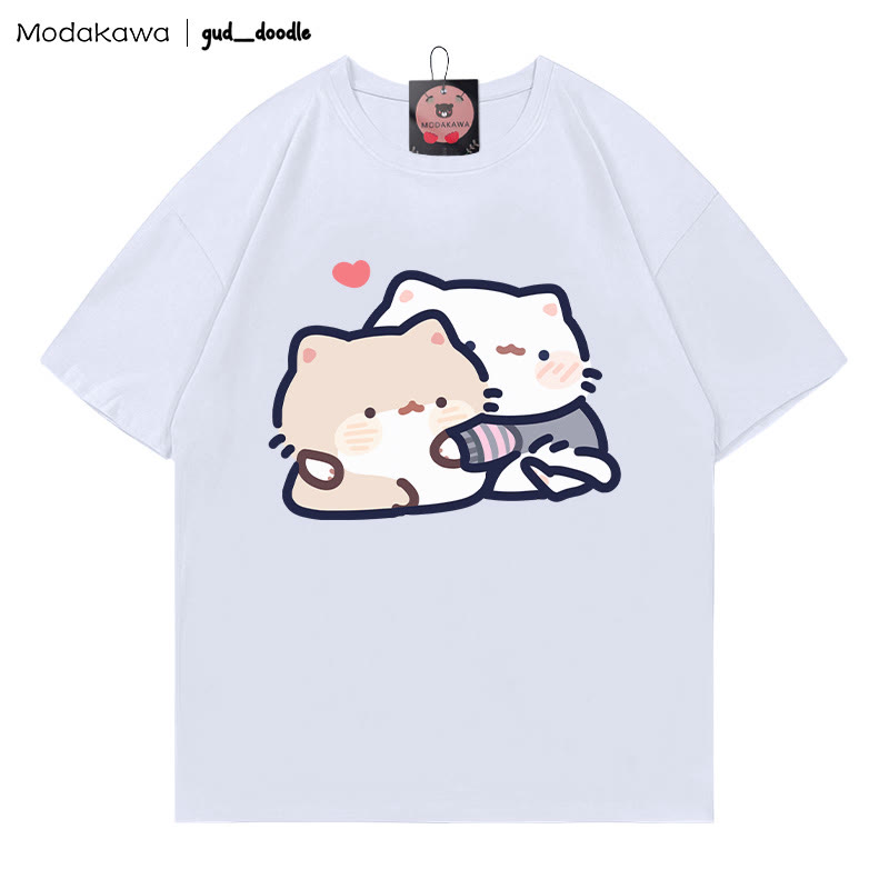 MODAKAWA X gud_doodleキティプリントTシャツ - White - 5XL - image 1