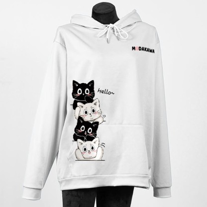 スタックキティレタープリントModakawaカワルーズパーカー - White - 5XL - image 2