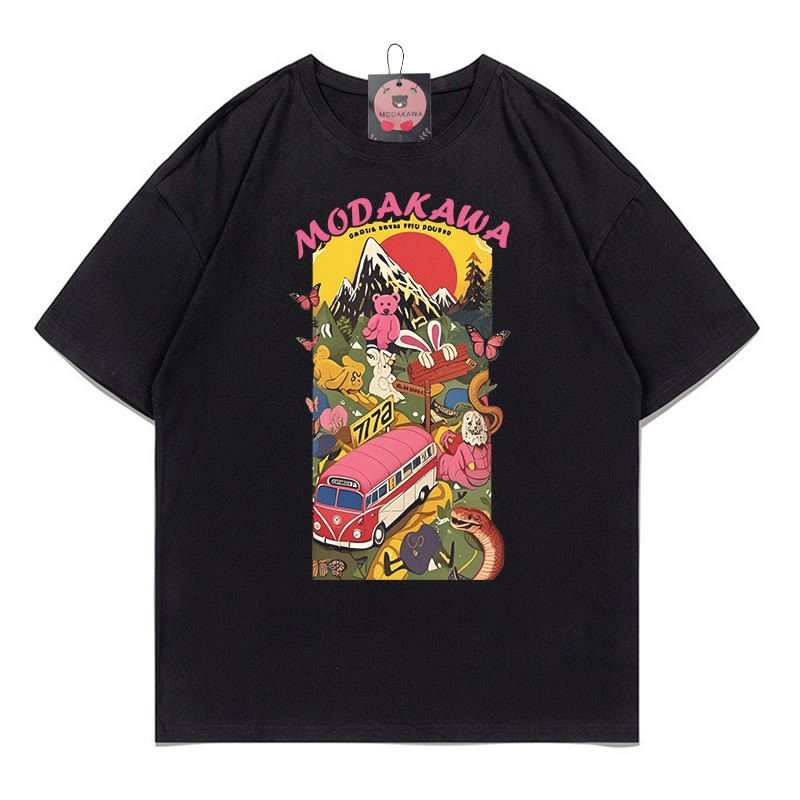 アニマルワールドレタープリントModakawaTシャツ - Black - 5XL - image 2