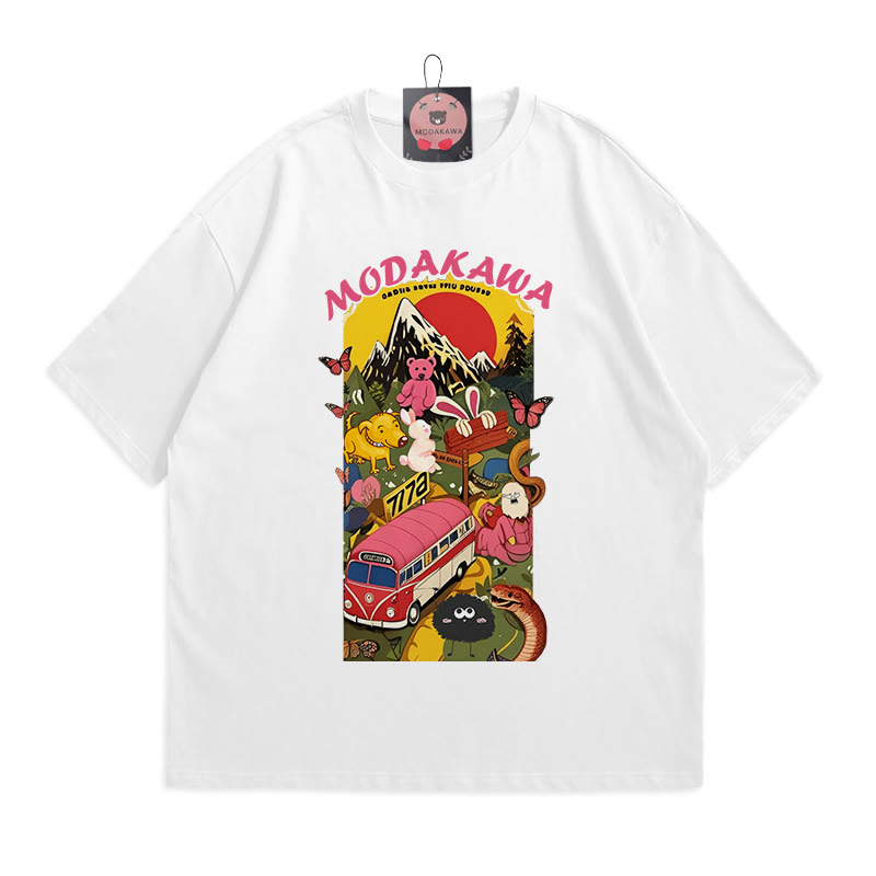 アニマルワールドレタープリントModakawaTシャツ - White - 5XL - image 1